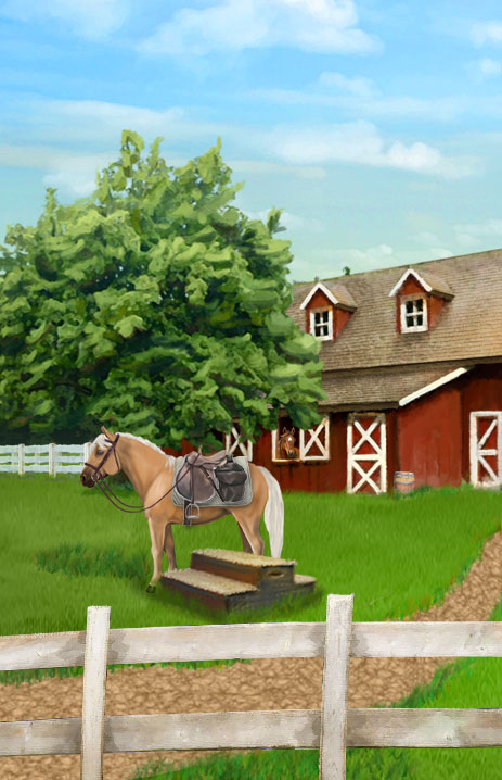 pony at mounting block